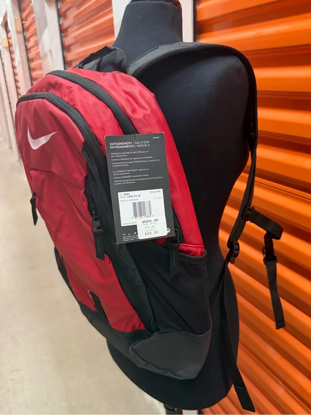 NWT Nike Unisex Alpha Adapt Rise Red and Black Sports Backpack with White Swoosh